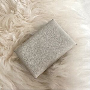 Hermes Calvi Card Holder in Mushroom